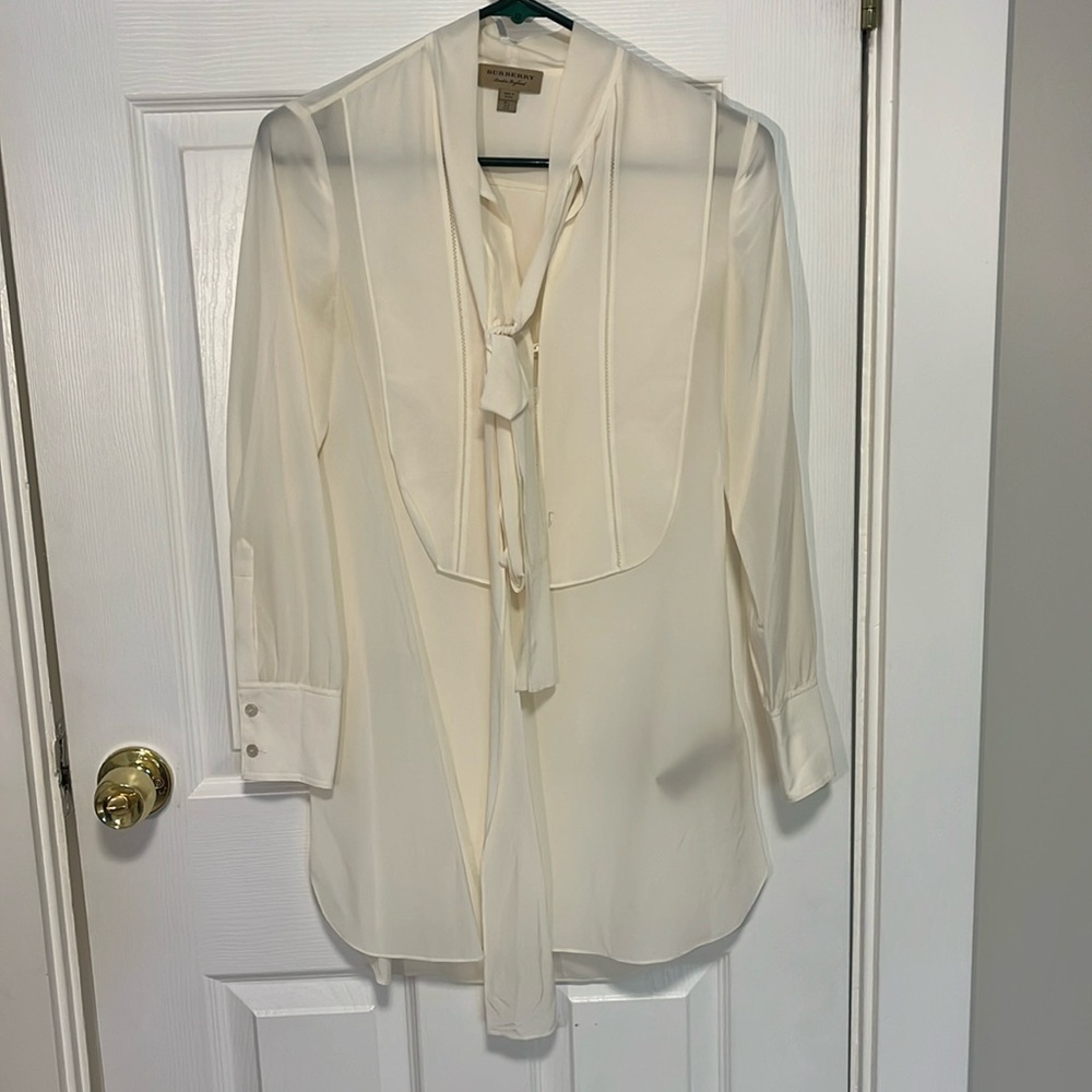 BURBERRY Tie Neck Silk Blouse